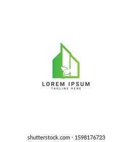 creative Real estate logo design template with leaf ,House logo ,Building logo design concept ,Vector illustration 