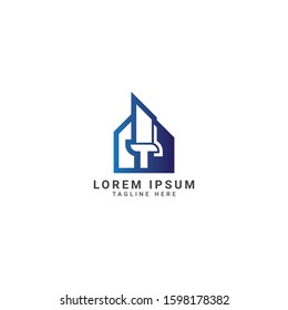 creative Real estate logo design template with letter t,House logo ,Building logo design concept ,Vector illustration 