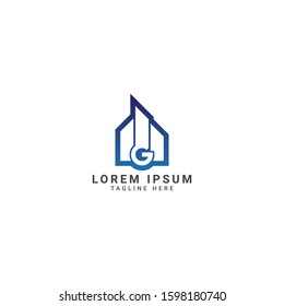 creative Real estate logo design template with letter g  logo concept ,House logo ,Building logo design concept ,Vector illustration 
