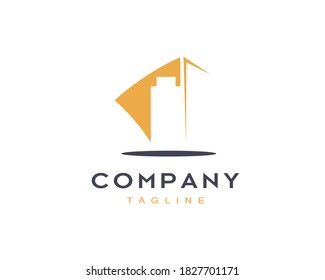 creative real estate logo design of building skyscraper 
