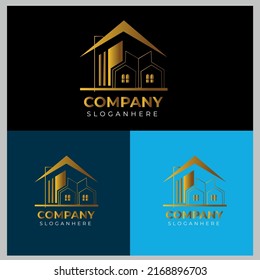 Creative real estate logo design with editable home vector 
