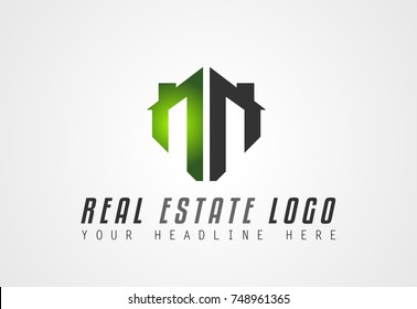 Diseño con logotipo inmobiliario creativo para la identidad de marca, el perfil de la empresa o los logotipos corporativos con un elegante y moderno estilo.