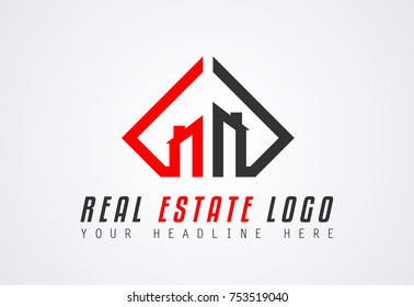 Diseño con logotipo inmobiliario creativo para la identidad de marca, el perfil de la empresa o los logotipos corporativos con un elegante y moderno estilo.