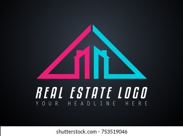 Diseño con logotipo inmobiliario creativo para la identidad de marca, el perfil de la empresa o los logotipos corporativos con un elegante y moderno estilo.