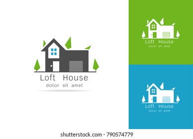 Creative Real Estate Logo Design. Loft house Logo Design. Real Estate Vector Icon illustration