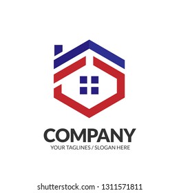 creative real estate, Property and Construction  logo with hexagon template concept