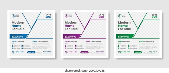 Creative real estate social media post template