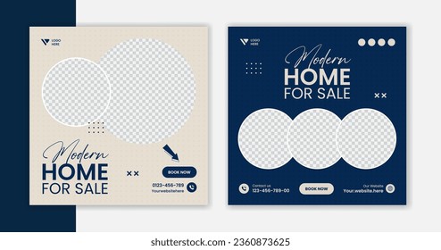 Creative Real Estate Social Media Post Template, Editable Square Post design, Social Media Banners