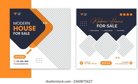 Creative Real Estate Social Media Post Template, Editable Square Post design, Social Media Banners