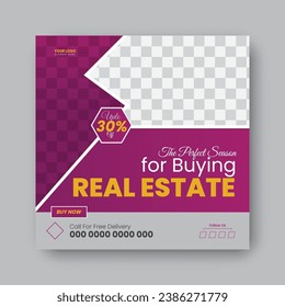 Creative real estate square flyer design.