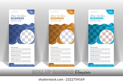 creative real state Roll-up Banner vector design, stand vector, graphic template for advertising information and photos. Business concept, vector background