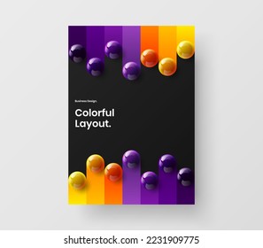 Creative realistic balls booklet layout. Colorful pamphlet A4 vector design concept.
