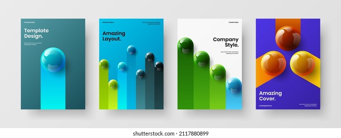 Composición creativa de diseño de portada de bolas realistas. Colección de concepto vectorial de diseño de cubierta brillante.