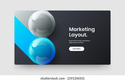 Creative realistic balls landing page layout. Fresh brochure vector design concept.