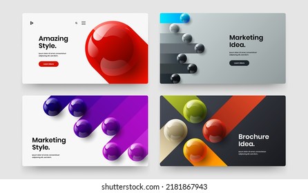 Creative realistic balls placard concept set. Colorful annual report vector design illustration composition.