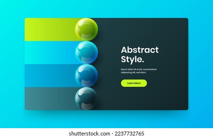 Creative realistic balls postcard illustration. Bright book cover vector design layout.