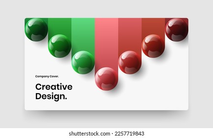 Creative realistic balls site screen template. Geometric magazine cover vector design concept.