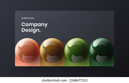 Creative realistic balls web banner template. Premium pamphlet vector design concept.