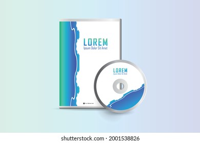 Estuche creativo realista para discos DVD o CD con discos DVD o CD. Plantilla de negocio empresarial para el diseño de envolturas de DVD y etiquetas de estuche.