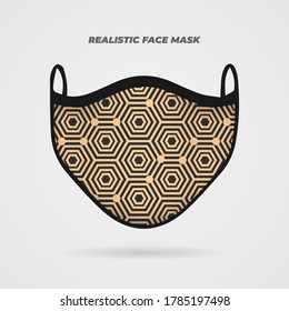 Creative realistic fabric face mask style geometric pattern concept design template. good for fashion and healthy.