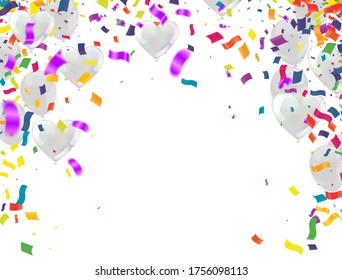 Creative realistic paper cut vector illustration of happy birthday postcard