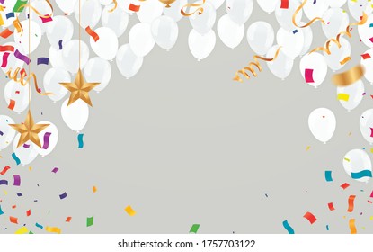Creative realistic paper cut vector illustration of happy birthday postcard