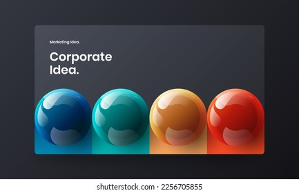 Creative realistic spheres banner template. Premium company cover design vector layout.