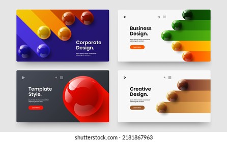 Creative realistic spheres booklet template composition. Premium corporate identity design vector layout collection.