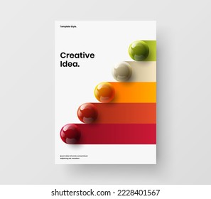 Creative realistic spheres brochure template. Amazing corporate cover vector design concept.