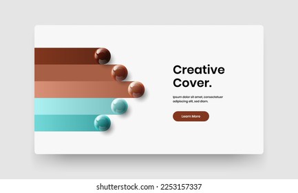 Creative realistic spheres placard layout. Bright front page vector design concept.