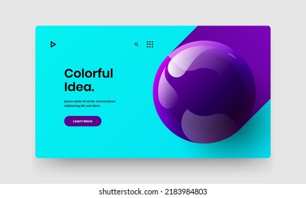 Creative realistic spheres website screen layout. Amazing placard vector design illustration.