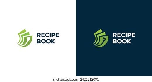 Creative Recipe Book Logo. Document and Spoon, Fork, Restaurant Logo Icon Symbol Vector Design Template.