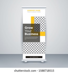 Creative rectangle Corporate Abstract Shapes Modern Exhibition Advertising Trend Business Roll Up Banner Stand Poster Brochure flat design template creative concept. Presentation. Cover Publication.