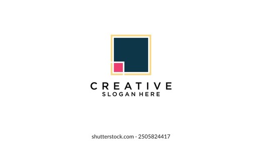 Creative rectangle logo design with modern concept . premium vector