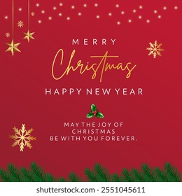 Creative Red Abstract Christmas Wishes. Social Media, Digital Post Template vector