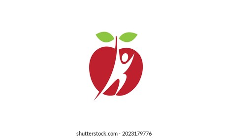 creative red apple fruit human body logo vector design symbol