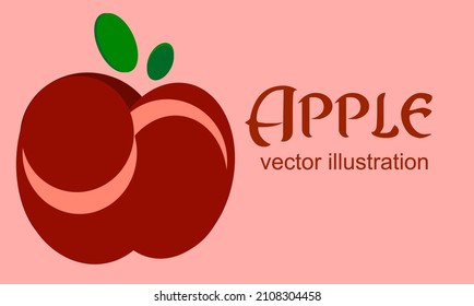 manzana roja creativa en un fondo rosado. En la inscripción de la derecha "Apple". Para logos y banners. Ilustración vectorial.
