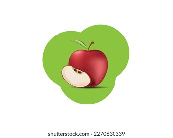 Creative Red Apples with Green Leaves and Apple Slice - Vector Illustration. Realistic vector art.