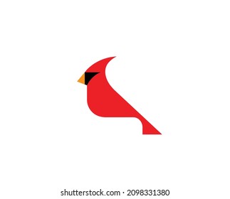 Creative Red Bird Cardinal Abstract Logo Design Vector