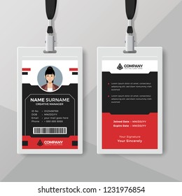 Creative red and black ID card design template