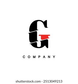 Creative Red and Black Letter G Company Diseño de Logo

