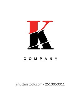 Creative Red and Black Letter K Company Logo Design

