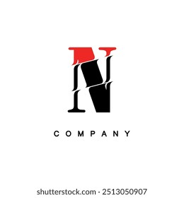 Creative Red and Black Letter N Company Logo Design
