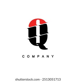 Creative Red and Black Letter Q Company Logo Design

