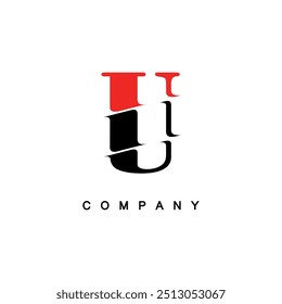 Creative Red and Black Letter U Company Logo Design
