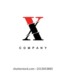Creative Red and Black Letter X Company Logo Design
