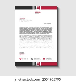 Creative red and black letterhead template