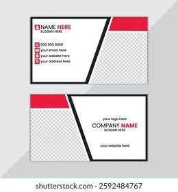 creative Red and black modern creative business card and name card horizontal simple clean template vector design, new modern shape and colorful stylish business card, Vector illustration.