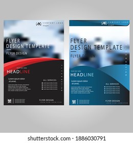 Creative red, blue, dark grey colour vector flyer design