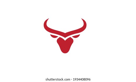 Creative Red Bull Head Logo Design Vector